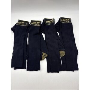 4- Vintage gold toe Canterberry over the calf socks NAVY  331H, 10-13